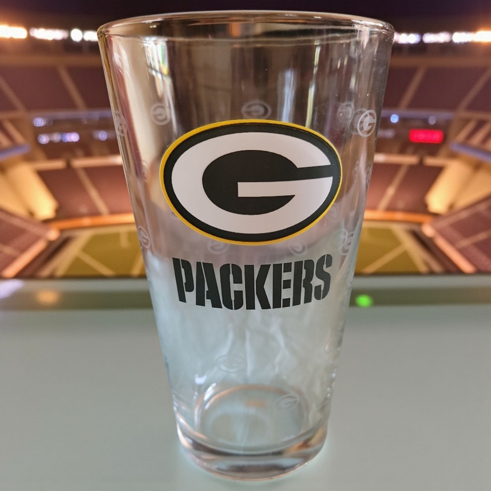 Vtg Green Bay Packers NFL Football Game Day Fanatics Beer Glass Tumbler 16oz